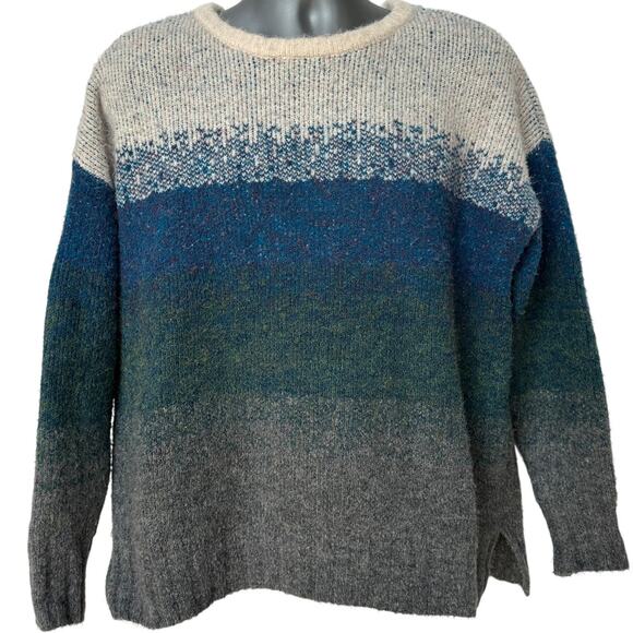 Vintage Staccato Sweater White Blue Green Gray Crewneck Pullover Women's Large - Picture 10 of 10
